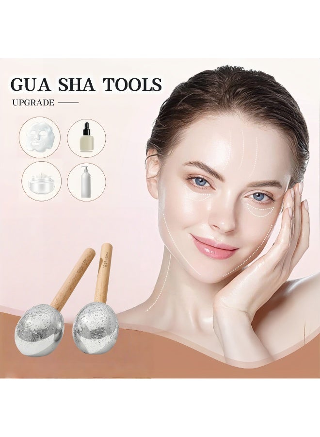 بكرة تدليك الوجه ثنائية الاستخدام للعلاج بالثلج والحرارة، كرات دوارة للثلج للوجه والعينين، كرات تدليك الوجه المطورة، كرات تجميد من الفولاذ المقاوم للصدأ غير قابلة للكسر مع حقيبة حمل وفرشاة (فضي) - Image 5